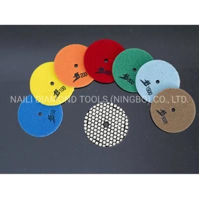 4 Inch 7 Steps Resin-Bond Diamond Dry Dream Polishing Pad for Marble and Granite