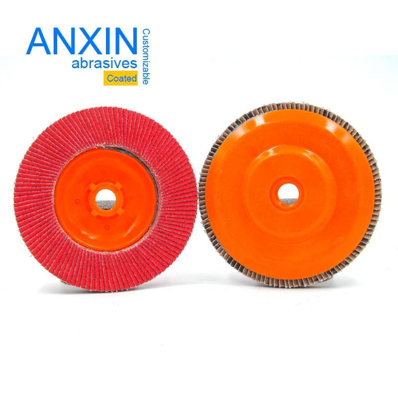 4.5"X5/8"-11 Vsm Ceramic Flap Disc with Trimmable Backing in Orange Color for Quick and Easy Mounting and Removal
