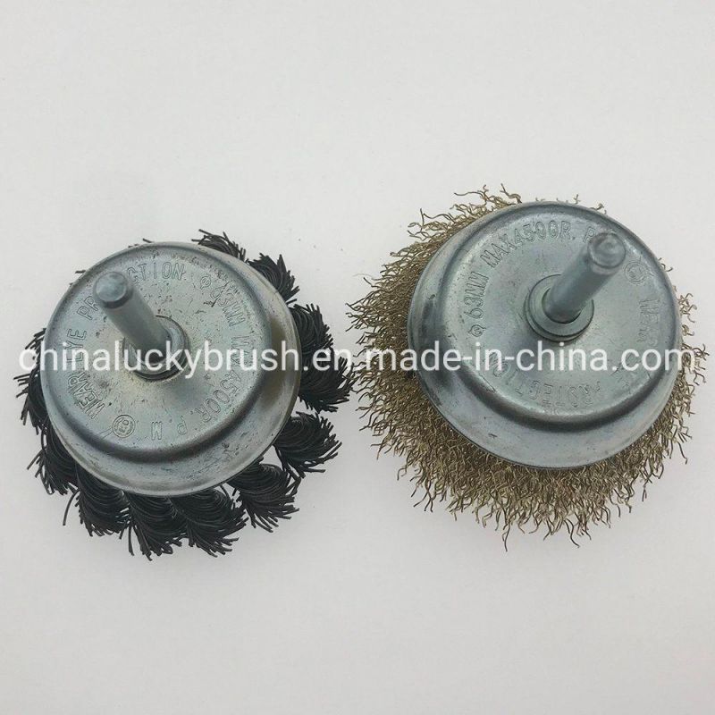 2.5inch Crimped Wire Cup Brush with Shaft (YY-941)