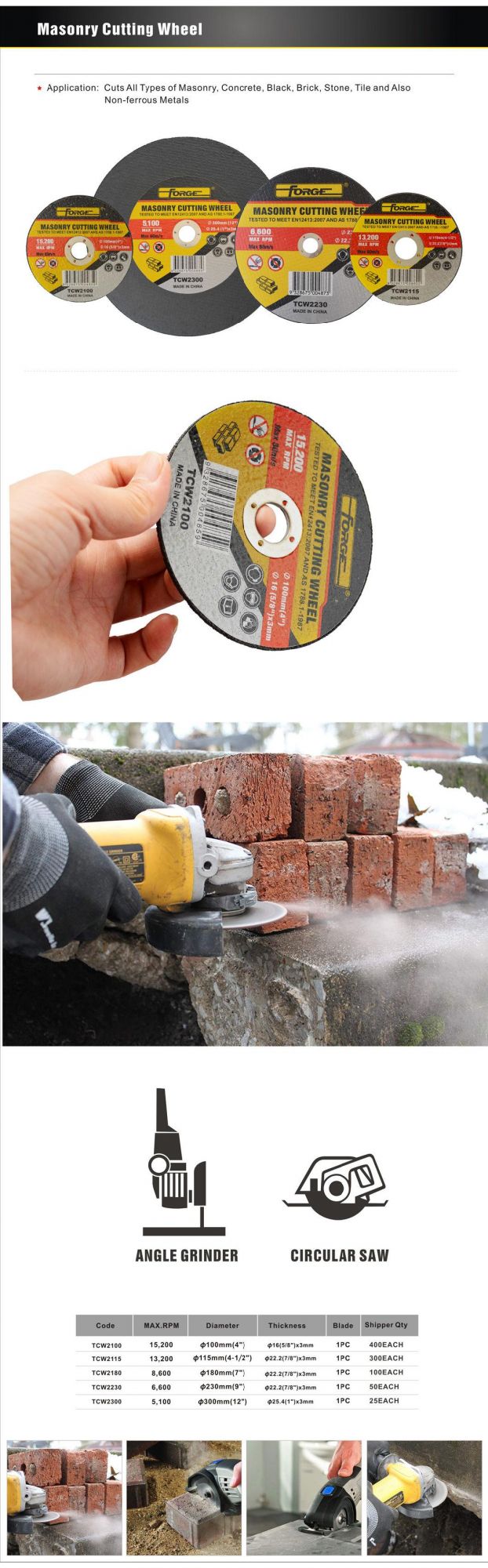 100*3*16mm Flat Type Stone Cut off Disc Masonry Cutting-off Wheel