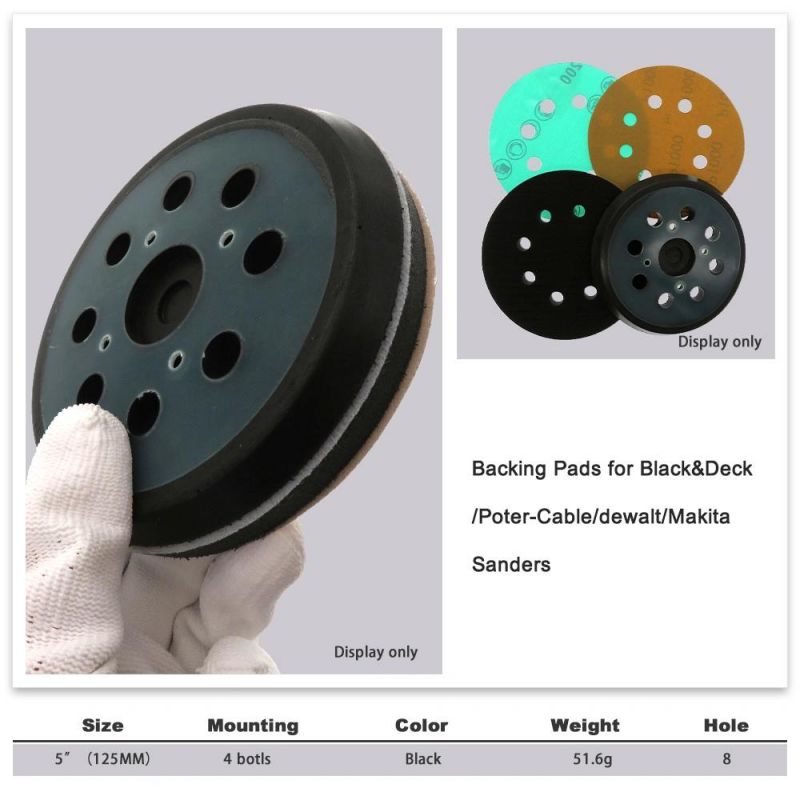 5 Inch 125mm 8-Hole Sanding Pads Backing Pads with 4 Bolts