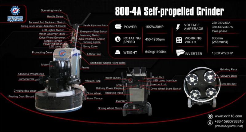 Automatic Walking Without Man Push Floor Grinder Weighted Hand Push Concrete Marble High Speed Floor Polishing Machine