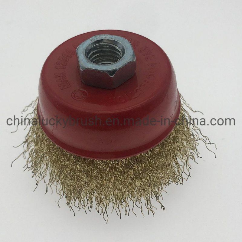 3" Crimped Stainless Steel Cup Brush for Grinding Steel Wire Brush Industrial Brush for Machine (YY-312)