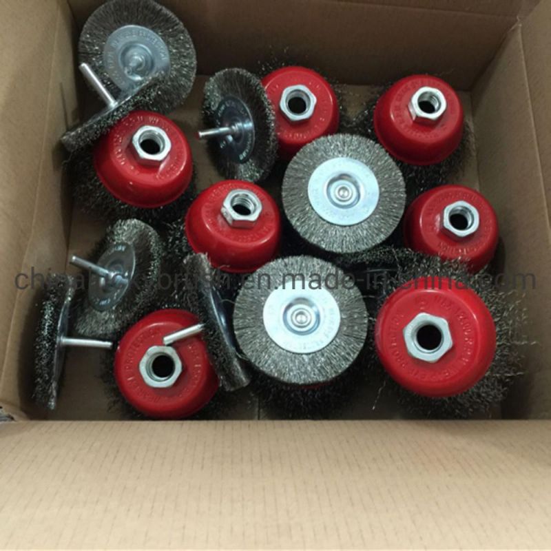 Red Colour Nylon Abrasive Shaft Wheel Brush (YY-047)