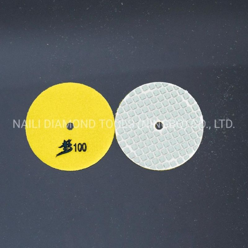 3 Inch/4 Inch Flower-Shaped 7 Steps Diamond Dry Polishing Pads for Marble/ Granite