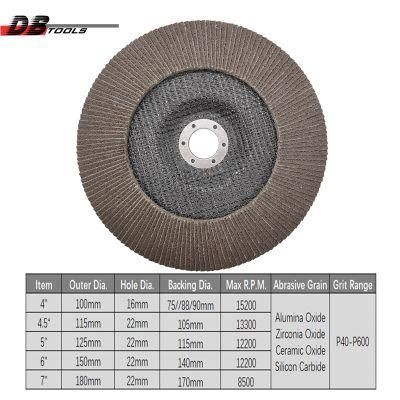 7&quot; 180mm Flap Disc Abrasive Tools Grinding Wheel Calcine a/O for Ss Metal Derusting T27 Flat Assorted T29 Conical Assorted