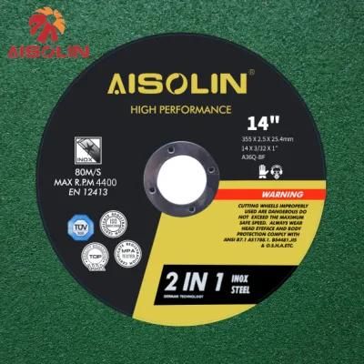 Abrasive 355X2.5mm 2 in 1 Cutting Disc Wheel for Cutting Iron Plastic Steel Stainless Steel