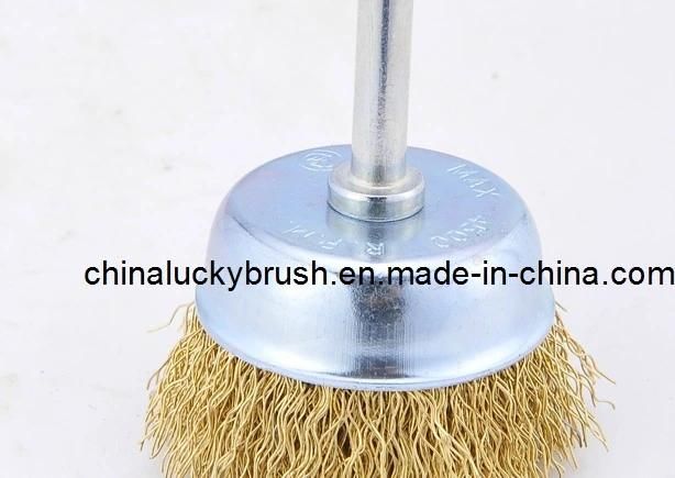 4 Inch Crimped Cup Brush with Shaft (YY-062)