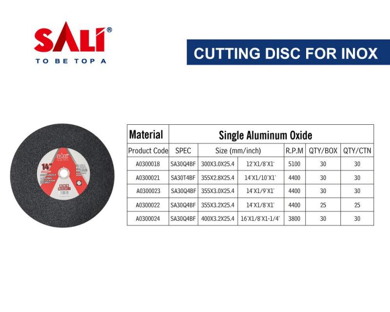 Sali 14inch 355*3.2*25.4mm Professonal Quality Stainless Steel Cutting Disc