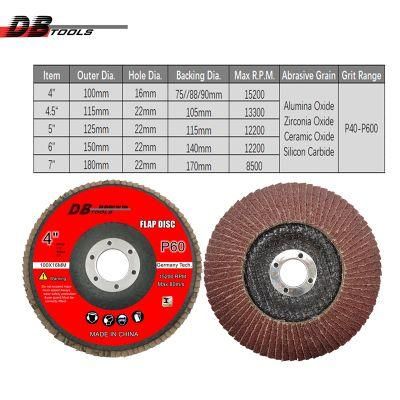 4 Inch 100mm Emery Disc Flap Wheel Disc 5/8 Inch Arbor Grit 60 Alumina Oxide for Metal Derusting T27
