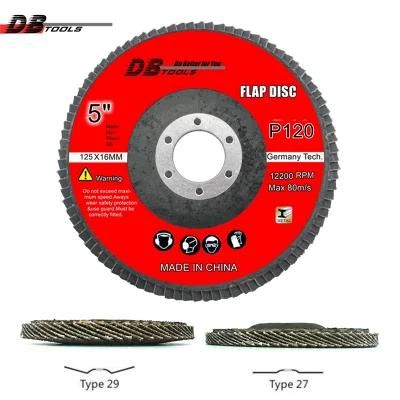 5&quot; 125mm Abrasive Tools Sanding Disc Flap Disc Calcinate Alumina for Derusting Metal Grinding Stainless Steel P120