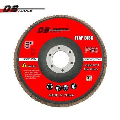 5&quot; 125mm Flap Disc Sanding Disc Wheel 22mm Hole Alumina Oxide Grit 80