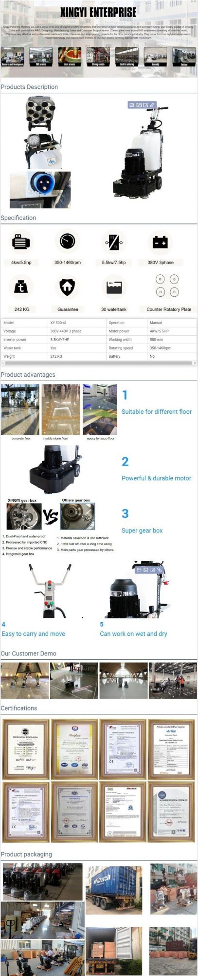 12 Head Frequency Conversion Three Epoxy Planetary Concrete Floor Grinder and Polisher