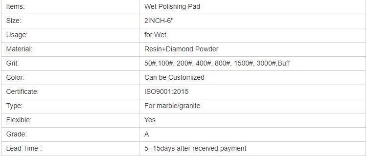 Resin Bond Wet Flexible Diamond Granite Polishing Pads Diamond for Stone Marble Grinding