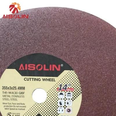 14inch 355mm Single Net Green/Red/Black Reinforced Resin Bond Abrasive Cutting Disc