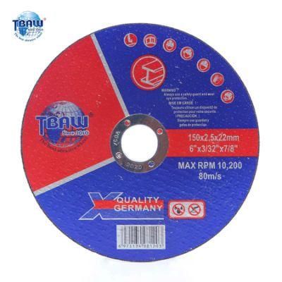 Factory Wholesale 6&quot;150*2.5*22mm Aluminium Oxide Abrasive Cutting Wheel for Metal Cutting