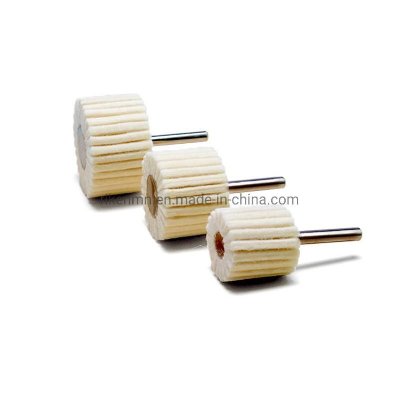 Wool Felt Wire Drawing Felt Crank Flap Wheel with Shaft Buffing Drum Mirror Burnishing Polishing Brush