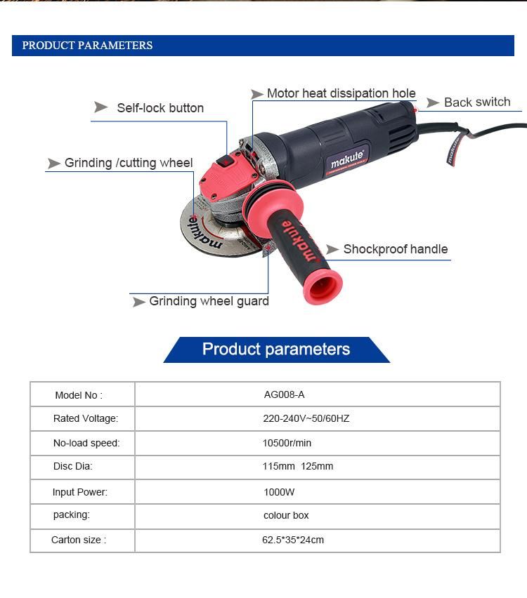 Makute Electric Wet Mini Angle Grinder with 100mm/115mm Disc