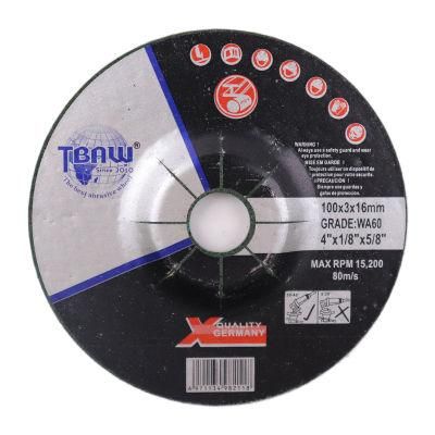 China Factory 100X3X16mm Disco De Corte Depressed Centre Grinding Wheel for Stainless Steel