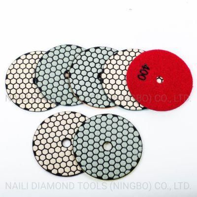 Qifeng Power Tool 100mm 7 Steps Abrasive Tool Dry Polishing Pad for Granite/Marble