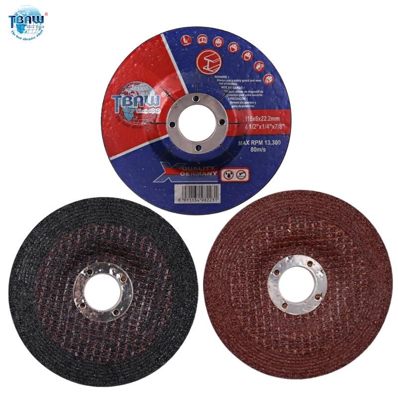 China Factory 4.5inch 6mm Thickness Long Life Use Abrasive Grinding Disc Wheel with 2.5nets for Metal and Stainless Steel Cutting