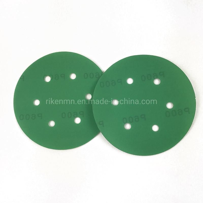 Customized 5inch 6 Holes Green Sandpaper Abrasive Disc Sandpaper Roll for Carbons Wood Sanding