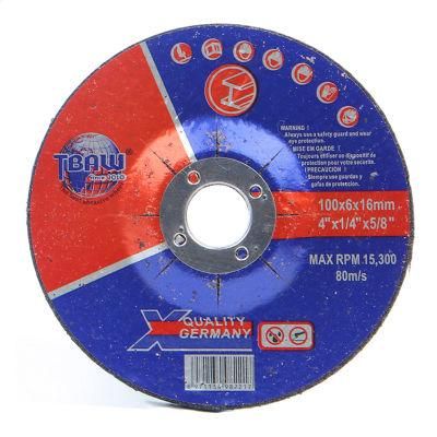 Factory OEM 4 Inch 100X6mm Depressed Center Abrasive Grinding Wheel for Metal Steel