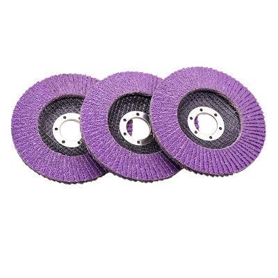 No Blocking 4.5&quot; 60# Imported Purple Ceramic Flap Disc as Abrasive Tooling for Angle Grinder Polishing Grinding