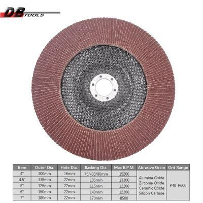 7&quot; 180mm Flap Disc Wheel 22mm Hole A/O Abrasive for Iron Industrial Grade