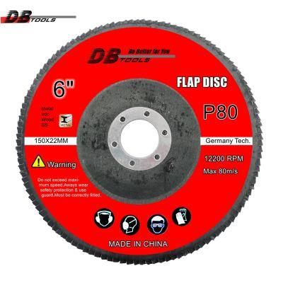 6&quot; 150mm 7/8&quot; Arbor Flap Disc Abrasive Emery Cloth Sanding Wheel Grinding Disc Calcine Alumina Oxide for Metal Derusting Grit 80
