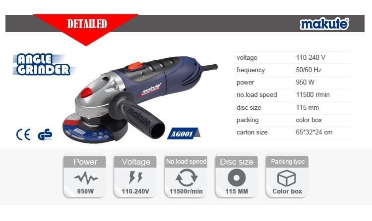 950W 115mm Makute Power Tools/Angle Grinder (AG001)