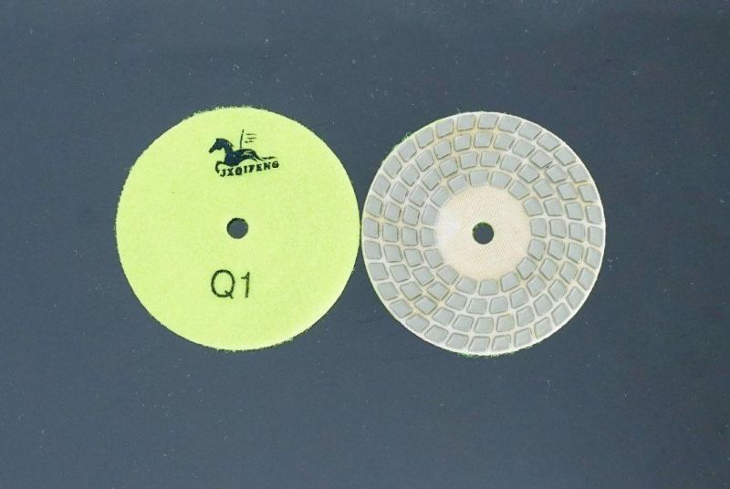 Qifeng Power Tool 4 Inch Diamond Four Steps Dry Polishing Pads for Marble/ Granite