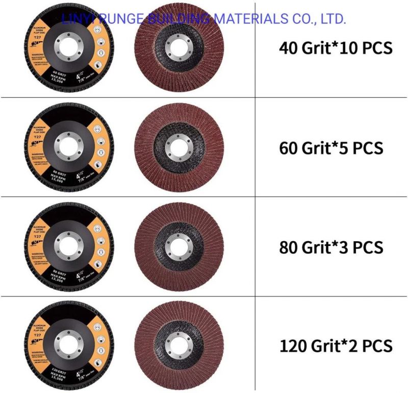 Abrasive Grinding Wheel 4 1/2 Flap Disc T27 Aluminum Oxide Angle Grinder Sanding Disc (40 60 80 120 Grit)