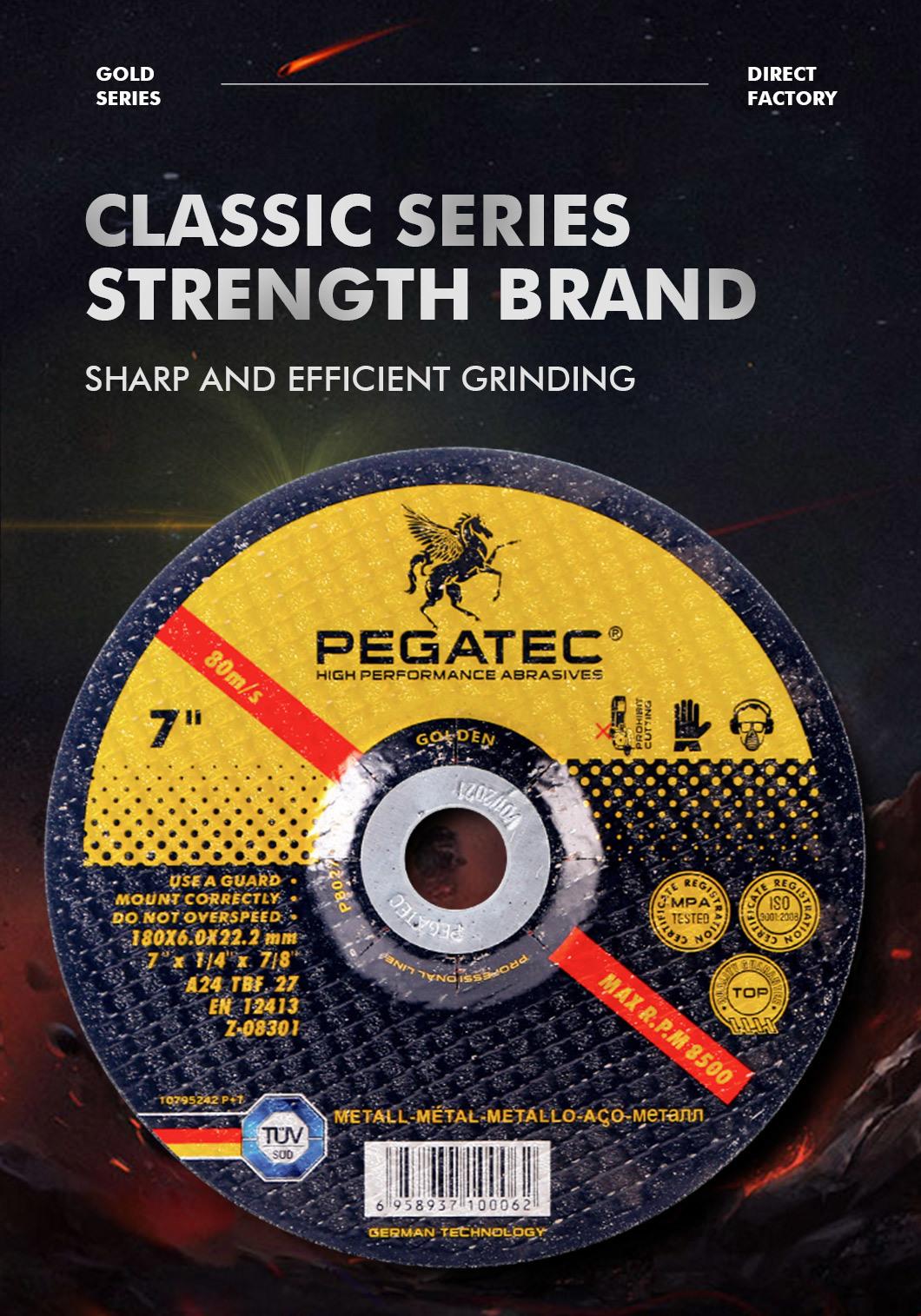 Pegatec Grinding Wheel for Metal Power Tools Disc 180X6X22mm China Disc
