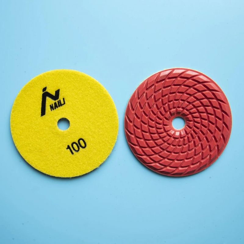 Qifeng Manufacturer Power Tools 5 Inch Cyclone Type 7 Steps Wet Polishing Pad for Marble/ Granite