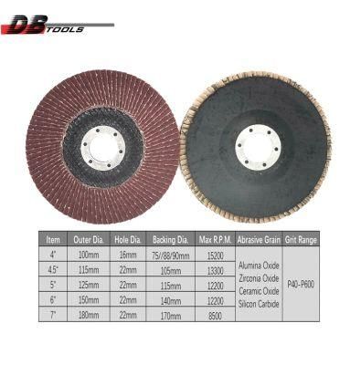 5&quot; 125mm Flap Disc Sanding Wheel Emery Wheel Disc 22mm Hole Premium a/O for Ship Paint Remove Grit 120
