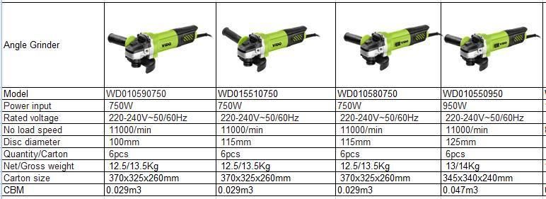 Vido 750W 100mm 115mm Heavy Duty Angle Grinder