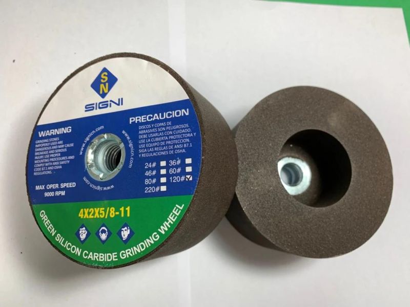 Green Silicon Carbide Grinding Stone for Granite Marble 4X2X5/8-11, 4X2xm14