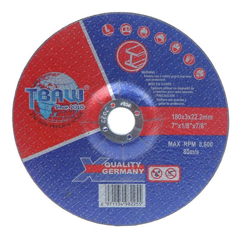 China Disco De Corte Tbaw Reinforced 7 Inch 180X3.0X22.2mm Abrasives Cutting Discs for Metal with MPa Certificate