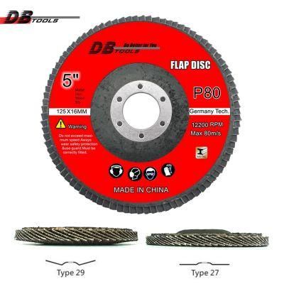 5&quot; 125mm Flap Disc Sanding Wheel a/O for Metal Grinding #29/27 Grit 80