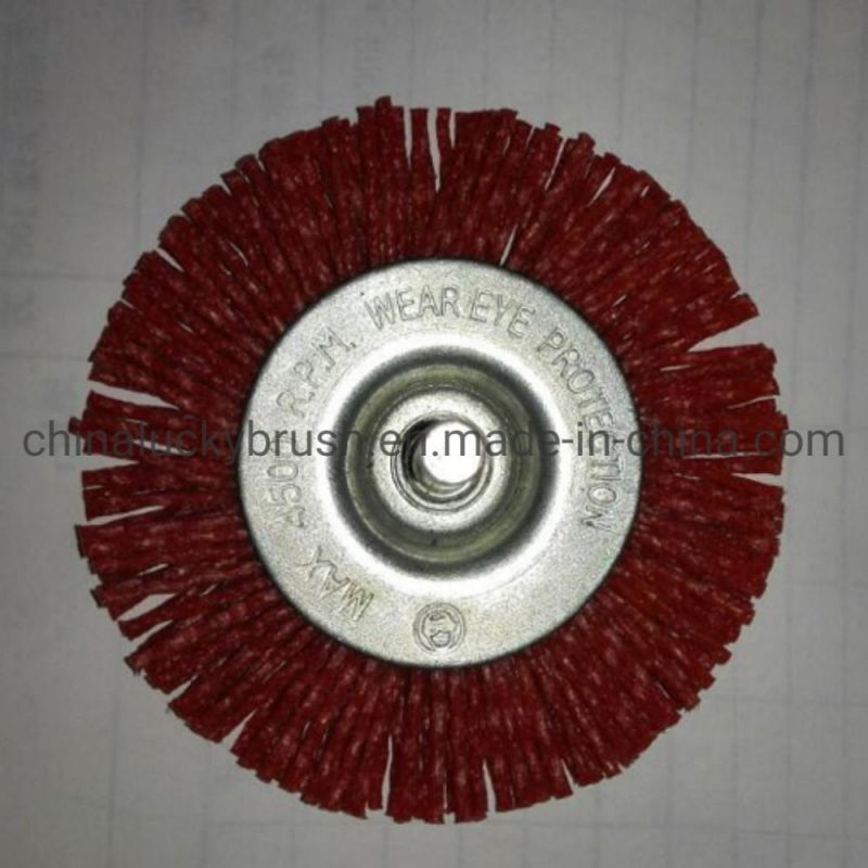 Red Colour Nylon Abrasive Shaft Wheel Brush (YY-047)