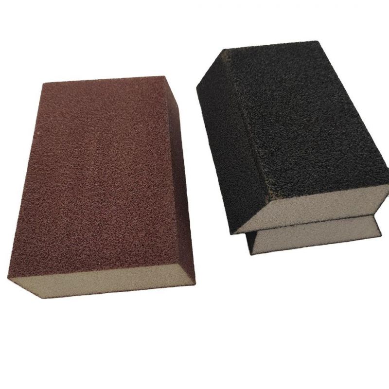 Oblique Angle Black Brown High Density Foam Abrasive Tool Sponge Sanding Sponge Block