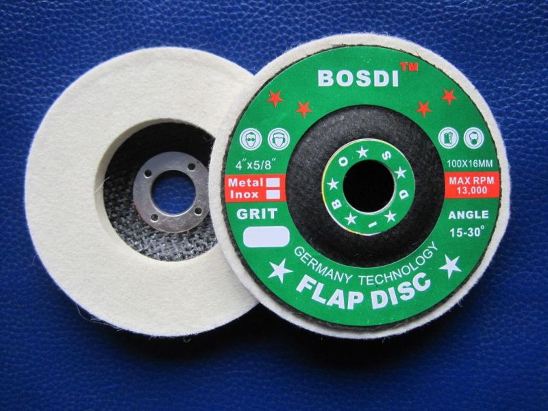 Bosdi Abrasives, 4" Woollen Wheel for Steel Pipes, Stone, High Density and Impact Resistance, Woollen Flap Disc, Fiber Disc, Felt Wheel, Woollen Round Disc