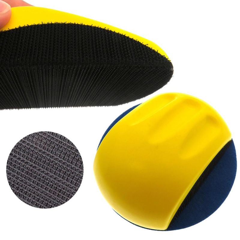 5" 125mm Mouse Shape Yellow PU Foam Hand Pad Hand Sanding Block for Hook and Loop Disc