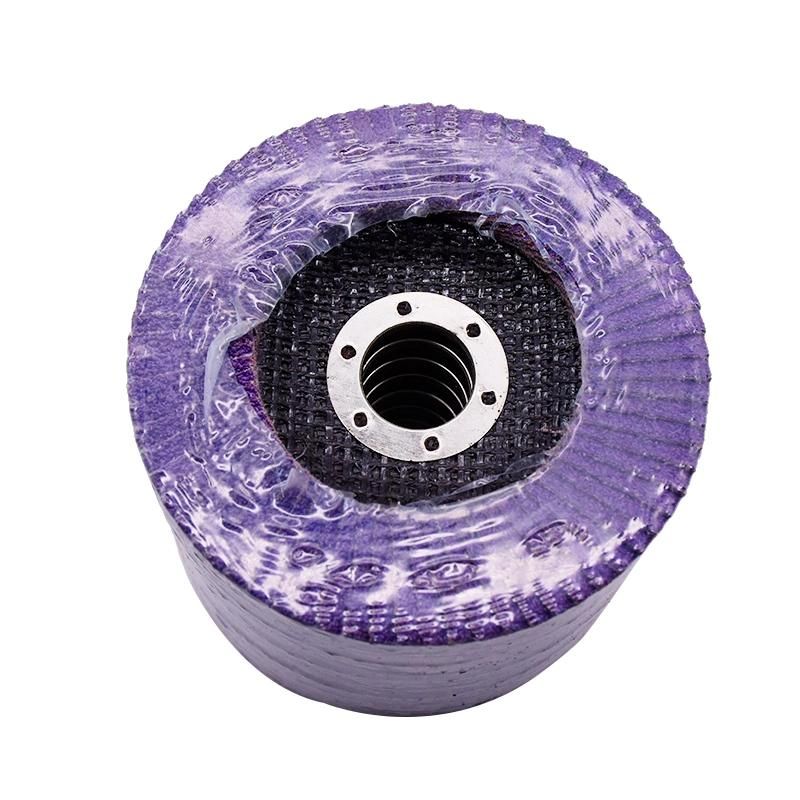 4 Inch 40-320# Imported Purple Ceramic Grain Flap Disc with Factory Price as Abrasive Tooling for Polishing Metal Wood Alloy Stainless Steel