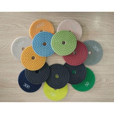Qifeng Power Tool 4&quot; Wet Diamond Polishing Pads for Stone Marble Granite Processing