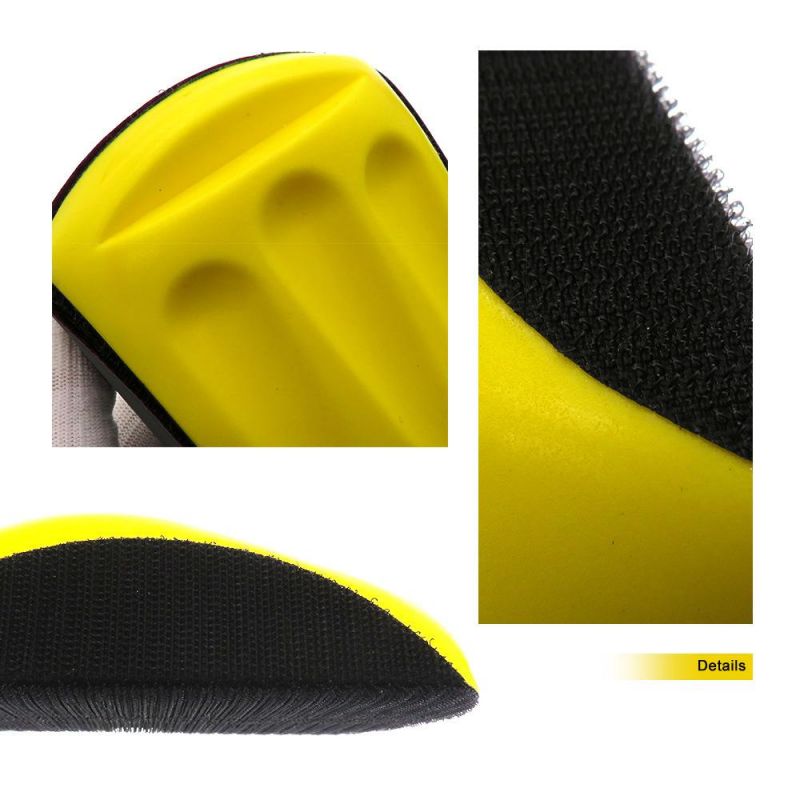 6" 150mm Mouse Shape Yellow PU Foam Hand Pad Hand Sanding Block for Hook and Loop Disc