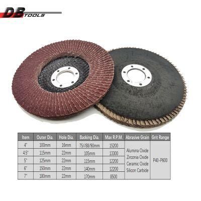 5&quot; 125mm Flap Disc Sanding Grinding Wheel 22mm Hole Premium Aluminum Oxide T27 T29 for Metal Grinding