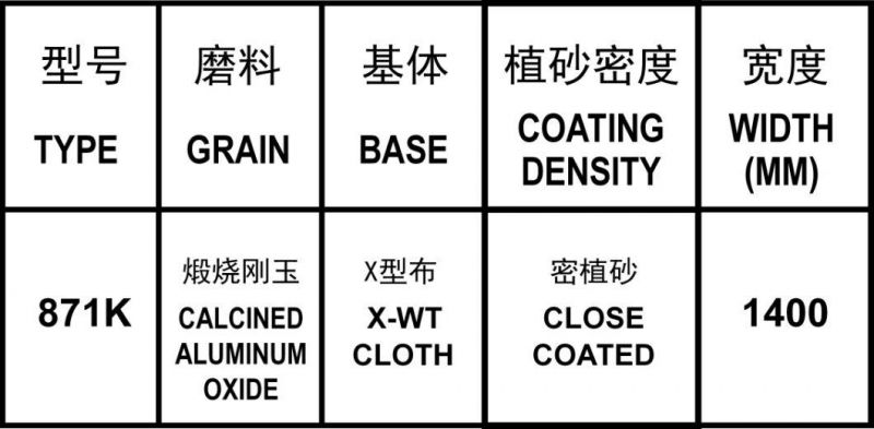 871K Sanding Paper Calcined Aluminum Oxide Emery Cloth for Making Belt