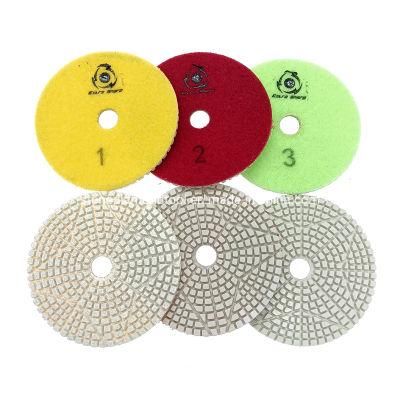 100mm Abrasive Granite Marble Diamond White 3 Steps Wet Polishing Pads